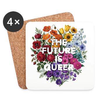 Mois de la fierté LGBTQ - L’avenir est queer - Dessous de verre (lot de 4) - blanc - Devant