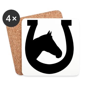 Fer à cheval - Dessous de verre (lot de 4) - blanc - Devant
