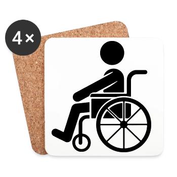 Homme en fauteuil roulant - Dessous de verre (lot de 4) - blanc - Devant