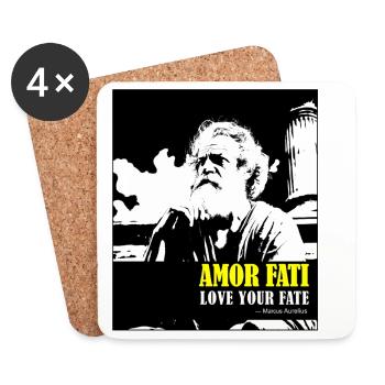 Amor Fati – Love Your Fate Marcus Aurelius - Dessous de verre (lot de 4) - blanc - Devant