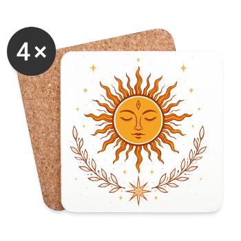 Mittsommer Sonne – Boho Symbol - Untersetzer (4er-Set) - Weiß - Vorne