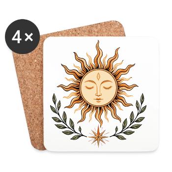 Mittsommer Sonne – Boho Natur Symbol - Untersetzer (4er-Set) - Weiß - Vorne