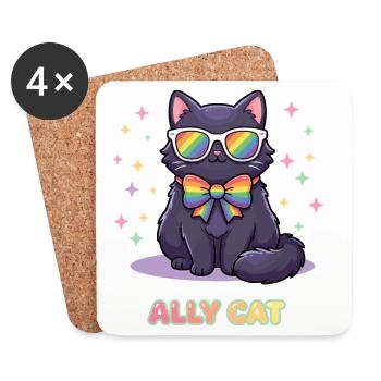 Pride Month LGBTQ - Ally Cat - Coasters (set of 4) - white - Front