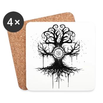 Yggdrasil World Tree - Norse Mythology Viking - Coasters (set of 4) - white - Front
