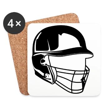 Casque de baseball - Dessous de verre (lot de 4) - blanc - Devant