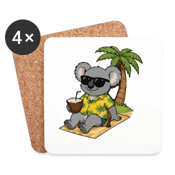 Koala sur la plage en look tropical - Dessous de verre (lot de 4) - blanc - Devant