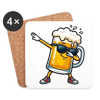 Tamponner la chope de bière - Dessous de verre (lot de 4) - blanc - Devant