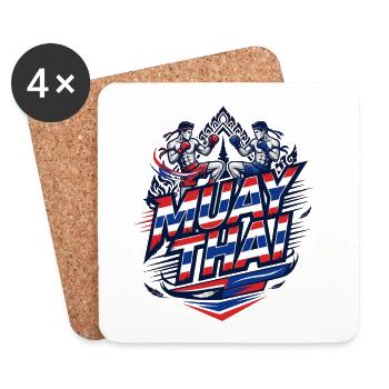 Muay Thai Boxing Fighter Retro Vintage Design - Untersetzer (4er-Set) - Weiß - Vorne