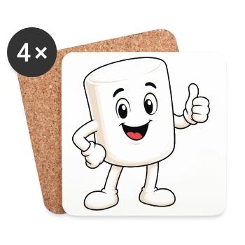 Sweet marshmallow with thumbs up - Coasters (set of 4) - white - Front