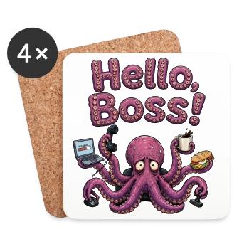 Hello Overworked Octopus Office Humor chef - Untersetzer (4er-Set) - Weiß - Vorne
