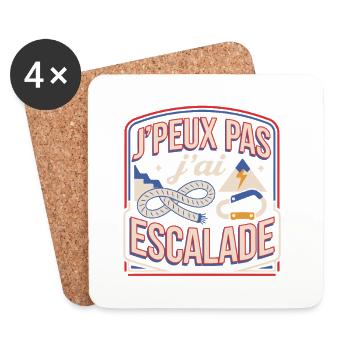 J’peux pas j’ai escalade – humour - Dessous de verre (lot de 4) - blanc - Devant