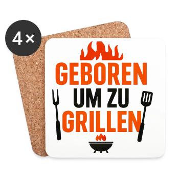 Geboren Um Zu Grillen - Untersetzer (4er-Set) - Weiß - Vorne