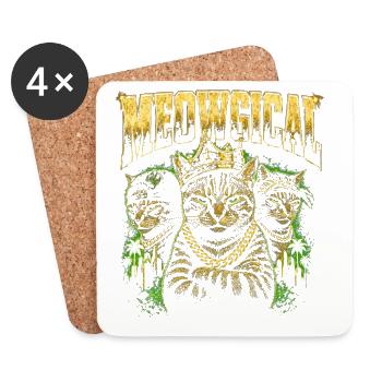 Meowgical Cat Kings - Coasters (set of 4) - white - Front
