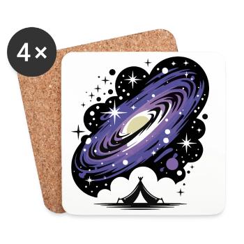 Camping en tente galactique Univers Cosmos spatial - Dessous de verre (lot de 4) - blanc - Devant