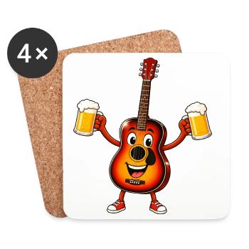 Guitar with two beers - Coasters (set of 4) - white - Front