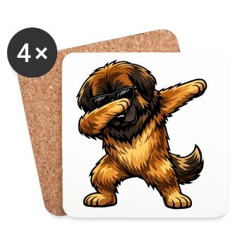 Dabbing Leonberger - Coasters (set of 4) - white - Front