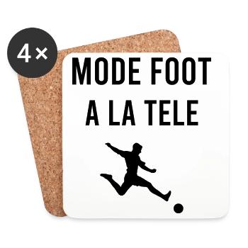 Mode Foot A la Télé. Humour football - Dessous de verre (lot de 4) - blanc - Devant