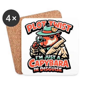 Rebondissement de situation : Détective Capybara - Dessous de verre (lot de 4) - blanc - Devant