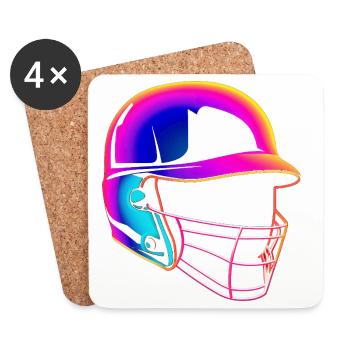 Baseball Helm 80er Jahre Stil - Untersetzer (4er-Set) - Weiß - Vorne