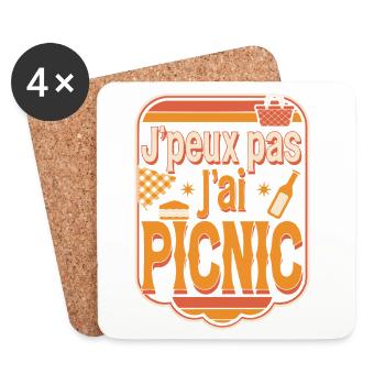 J'peux pas j'ai picnic - Dessous de verre (lot de 4) - blanc - Devant