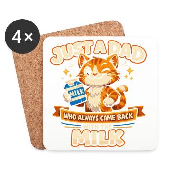 Humor Dad Cat Milk Father's Day Gift - Coasters (set of 4) - white - Front