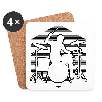 Geschenkidee für den Drummer mit Schlagzeugspielen - Untersetzer (4er-Set) - Weiß - Vorne