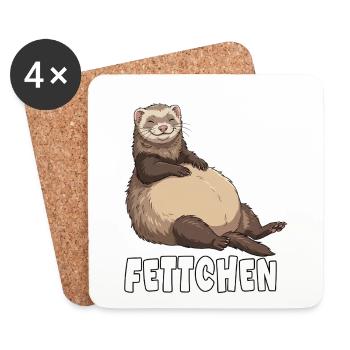 Lustiges Frettchen Outfit Dick, Fett & Übergewicht - Untersetzer (4er-Set) - Weiß - Vorne