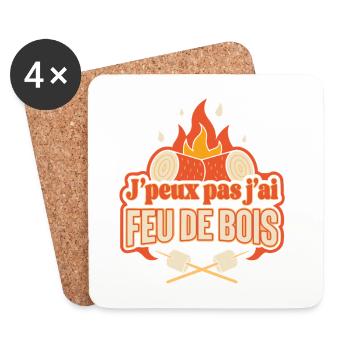 J'peux pas j'ai feu de bois - Dessous de verre (lot de 4) - blanc - Devant