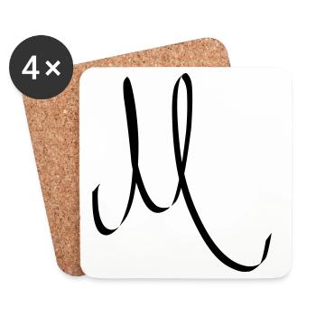 Buchstabe M - Untersetzer (4er-Set) - Weiß - Vorne