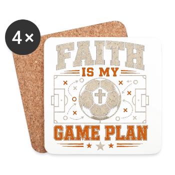 Glaube Ist Mein Spielplan Christlicher Fußball - Untersetzer (4er-Set) - Weiß - Vorne