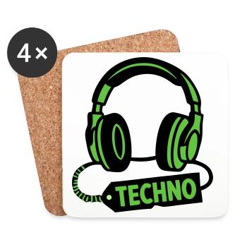 DJ Headphones Techno Rave Festival Producer - Coasters (set of 4) - white - Front