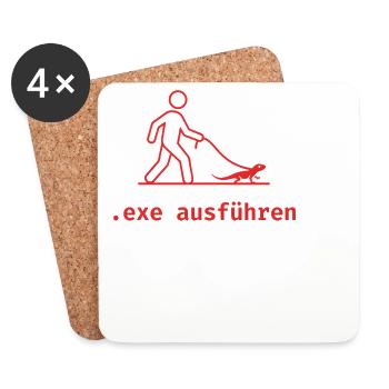 EXE Ausführen Lustige Admin Geschenke - Untersetzer (4er-Set) - Weiß - Vorne