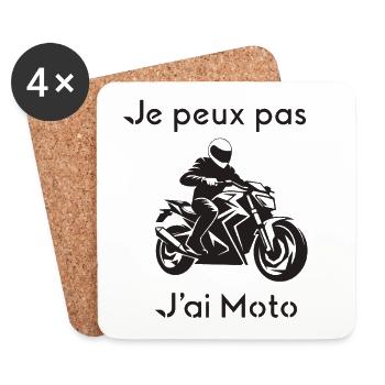 Je peux pas J’ai Moto - Dessous de verre (lot de 4) - blanc - Devant