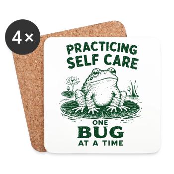 Practicing Self Care One Bug At A Time Funny Frog - Untersetzer (4er-Set) - Weiß - Vorne