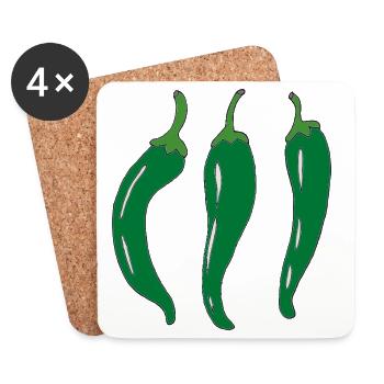Three green chili peppers - Coasters (set of 4) - white - Front