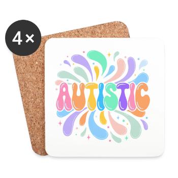 Autistique Arc-en-Ciel Splash - Dessous de verre (lot de 4) - blanc - Devant