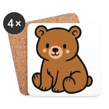 Ours câlin - Dessous de verre (lot de 4) - blanc - Devant