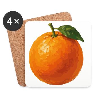 Orange frais dans le style aquarelle - Dessous de verre (lot de 4) - blanc - Devant