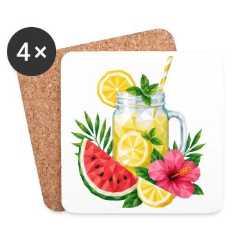 Geometric Lemonade | Summer Drink Low Poly - Coasters (set of 4) - white - Front