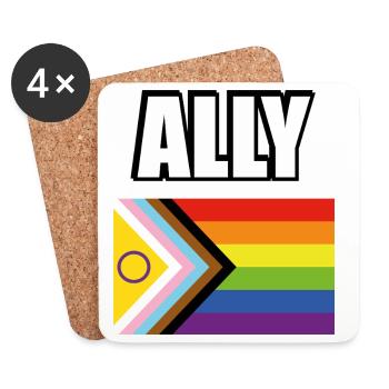 Drapeau de la fierté inclusive Allié Gay - Dessous de verre (lot de 4) - blanc - Devant