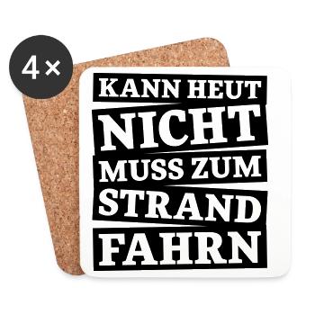 Kann Heut Nicht Muss Zum Strand Shirt - Untersetzer (4er-Set) - Weiß - Vorne