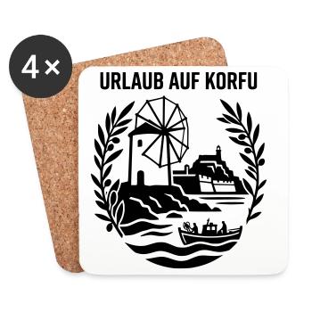 Korfu Urlaub Griechenland - Untersetzer (4er-Set) - Weiß - Vorne