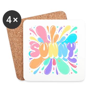 Sunny Splash Lettres Multicolores - Dessous de verre (lot de 4) - blanc - Devant