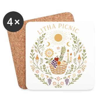 Litha Picnic - Mittsommer Boho Motiv - Untersetzer (4er-Set) - Weiß - Vorne
