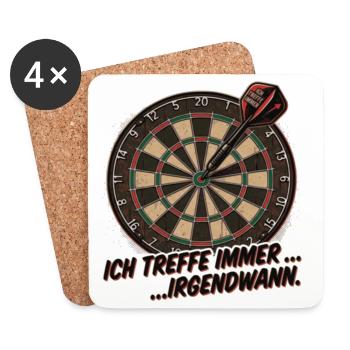 Zielgenau: Dart Spruch - Untersetzer (4er-Set) - Weiß - Vorne