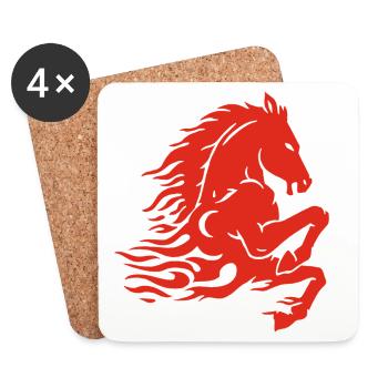 Cheval de feu (rouge) - Dessous de verre (lot de 4) - blanc - Devant