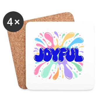Joyful Bleu Éclats Multicolores - Dessous de verre (lot de 4) - blanc - Devant