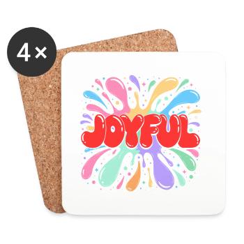 Joyful Éclaboussures Colorées rouge - Dessous de verre (lot de 4) - blanc - Devant