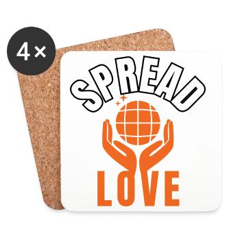 Spread Love Minimalistische Herztypografie - Untersetzer (4er-Set) - Weiß - Vorne