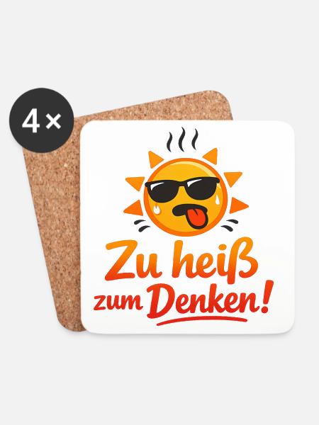 Lustiges Hitzewelle T-Shirt Sommer Spruch - Untersetzer (4er-Set) - Weiß